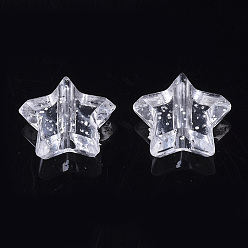 Clear Transparent Acrylic Beads, Glitter Beads, Star, Clear, 9x10x4mm, Hole: 1.6mm, about 2670pcs/500g
