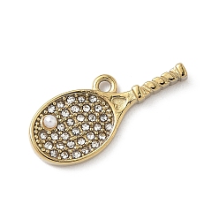 Настоящее золото 18K 304 подвески из нержавеющей стали, ракетки для бадминтона, со стразами и жемчужиной из АБС-пластика, ионное покрытие (ip), реальный 18 k позолоченный, 9.5x22.5x3 мм, отверстие : 1.4 мм