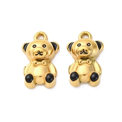 Черный 304 нержавеющей стальной эмали подвески, ионное покрытие (ip), реальный 18 k позолоченный, нести прелести, чёрные, 15x9x4.5 мм, отверстие : 1.2 мм