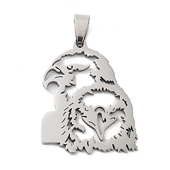 Stainless Steel Color Non-Tarnish 201 Stainless Steel Pendants, Laser Cut, Two Eagle Charm, Stainless Steel Color, 35.5x27x1.5mm, Hole: 9x5mm
