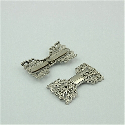 Платина Металлическая полая пряжка-бабочка, сумочки, платина, 38x20 мм