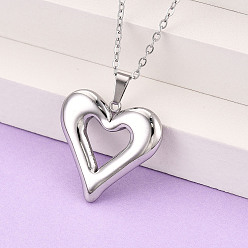 Нержавеющая Сталь Цвет 304 подвесные из нержавеющей стали ожерелья, сердце, не тускнеет, цвет нержавеющей стали, 17.72~18.11 дюйм (45~46 см)