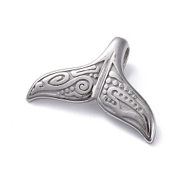 Нержавеющая Сталь Цвет Устойчивые к потускнению 304 подвески из нержавеющей стали, форма хвоста, цвет нержавеющей стали, 17x25.5x2 мм, отверстие : 7x3 мм