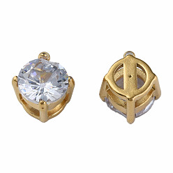 Золотой 201 многожильные звенья из прозрачного кубического циркония из нержавеющей стали, плоско-круглые, золотые, 11.5x10x7 мм, отверстие : 2 мм