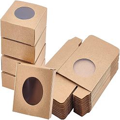 Верблюжий Красно-бумажные картонные шкатулки для драгоценностей, с окном пвх, квадратный, верблюжие, 7.6x7.6x3.15 см