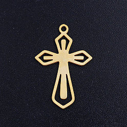 Золотой 201 подвески из нержавеющей стали, крестик, золотые, 24.5x16x1 мм, отверстие : 1.5 мм