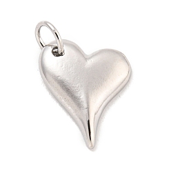 Платина Стойки обшивки латунные прелести, с прыжковых колец, долговечный, без свинца и без кадмия, сердце, платина, 13x11.5x2.5 мм, отверстие : 3 мм