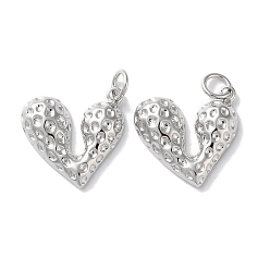 Платина Стойки обшивки латунные подвески, долговечный, без свинца и без кадмия, сердце, платина, 15.5x16.5x3.5 мм, отверстие : 3.4 мм