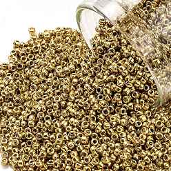 (557) Gold Metallic Круглые бусины toho, японский бисер, (557) золотой металлик, 15/0, 1.5 мм, отверстие : 0.7 мм, Около 3000 шт / 10 г