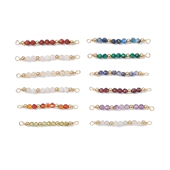 Смешанные камни 12 шт. 12 стили созвездие натуральные смешанные камни граненые круглые бусины соединительные подвески, с 304 бусинами из нержавеющей стали и двойными петлями из медной проволоки, золотые, смешанные окрашенные и неокрашенные, 38.5x3x3 мм, отверстие : 1.8 мм, 1 шт / стиль