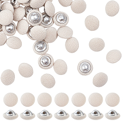 PeachPuff 100Pcs 1-Hole Aluminum Buttons, with Polyester Covered, Clothes Coat Down Jacket Buckle, Platinum, PeachPuff, 10x6mm, Hole: 1.2mm