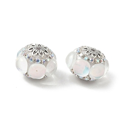 Белый Акриловые бусины-рондели со стразами, со сплавом и стеклом, для ручек с бусинами, брелки и украшения, старинное серебро и серебро, белые, 21.5x20x15 мм, отверстие : 2 мм