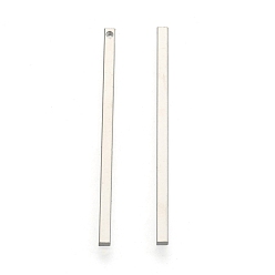 Platinum Brass Pendants, Strip, Platinum, 40x2x2mm, Hole: 1mm
