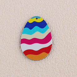Разноцветный Акриловые подвески на пасхальную тематику, пасхальное яйцо, красочный, 40x27.5x1.5 мм, отверстие : 1.6 мм