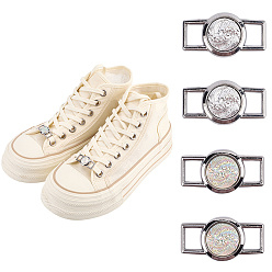 (52) Непрозрачная лаванда Подвески-шнурки из сплава и смолы, для аксессуаров украшения обуви, прямоугольник с рисунком туманности, разноцветные, 4 шт / комплект, 16x30x4.5 мм, отверстие : 7x5 мм