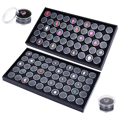 Прозрачный 2наборы пластиковых ящиков для инструментов для дизайна ногтей, ящик для хранения украшения искусства ногтя, с банками колонн 50шт., прозрачные, 3.2x1.75 см, внутренний диаметр: 25.5 мм, 50 шт / комплект