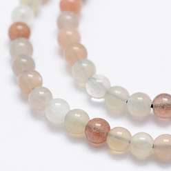 Multi-Moonstone Natural Multi-Moonstone Beads Strands, Round, 4~5mm, Hole: 1mm, about 99pcs/strand, 15.1 inch(38.5cm)
