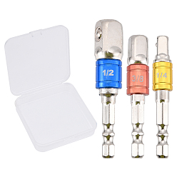 Stainless Steel Color 1 Set Stainless Steel Soket Wrench Adapters, Stainless Steel Color, 6.4~7.25x1.1~1.55cm, 3pcs/set