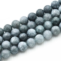 Кадет Синий Природного кварца нитей бисера, окрашенные, круглые, имитация жадеита из Мьянмы, кадетский синий, 10~10.5 мм, отверстие : 1~1.2 мм, около 37~38 шт / нитка, 14.76~15.16 дюйм (37.5~38.5 см)