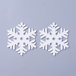 Белый Подвески из тополя, окрашенные, снежинка, белые, 65x56.5x3 мм, отверстие : 2.5 мм