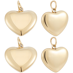 Настоящее золото 14K 8шт 316 подвески из хирургической нержавеющей стали, с прыжковых колец, сердце, реальный 14 k позолоченный, 11x12x3.5 мм, отверстие : 2.5 мм, Перейти кольцо: 4x0.5 мм, 2.5 мм внутренним диаметром
