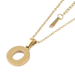 Letter O Ion Plating(IP) Initial Letter 304 Stainless Steel Pendant Necklaces, Real 18K Gold Plated, Letter O, 15.87 inch(40.3cm), Pendant: about 16.5x13.5mm