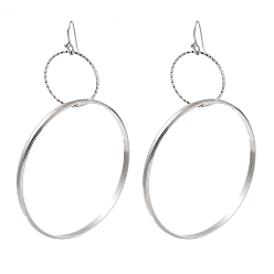 Нержавеющая Сталь Цвет Не тускнеющие 304 серьги-подвески из нержавеющей стали для женщин, кольцо, цвет нержавеющей стали, 78x50 мм