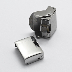 Stainless Steel Color 201 Stainless Steel Watch Band Clasps, Rectangle, Stainless Steel Color, 26x17.5x7.5mm