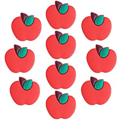 Красный 10 шт силиконовые бусины, изготовление ожерелий и браслетов своими руками, яблоко, красные, 27x26.5x8.5 мм, отверстие : 2.5 мм