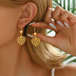 Золотой Серьги-кольца из сплава с полыми сердечками, золотые, 45x21 мм