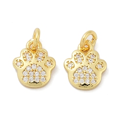 Золотой Латунные микро проложить кубического циркония подвески, лапы печатать прелести, с целью перехода в кольце, стойки покрытие, прочное покрытие, без кадмия и без свинца, золотые, 11.5x9.5x2 мм, отверстие : 3 мм