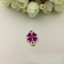 Фиолетовый Соединители ccb пластиковые ссылки, с эмалью, золотые, клевер, фиолетовые, 22x14.5x3 мм