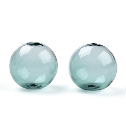 Dark Cyan Transparent Blow High Borosilicate Glass Globe Beads, Round, for DIY Wish Bottle Pendant Glass Beads, Dark Cyan, 18x17mm, Hole: 2mm