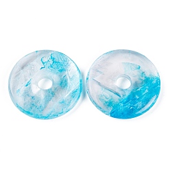 Озёрно--синий Подвески, окрашенные натуральным кальцитом, подвески в виде пончиков/пи-дисков, Плут синий, 50x8.5 мм, отверстие : 10 мм