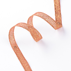 Red Glitter Metallic Ribbon, Sparkle Ribbon, with Gold Metallic Cords, Valentine's Day Gifts Boxes Packages, Red, 1/4 inch(6mm), about 33yards/roll(30.1752m/roll), 10rolls/group