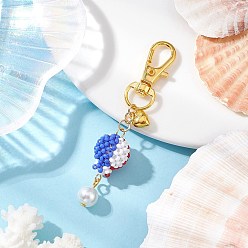 Разноцветный Подвеска из стеклянного бисера в виде воздушного шара, Сплав с застежками, красочный, 73.5 мм