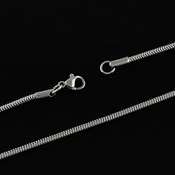 Stainless Steel Color 304 Stainless Steel Snake Chain Necklaces, with Lobster Clasps, Stainless Steel Color, 19.6 inch(49.8cm)
