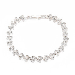 Серебро Теннисный браслет с кристаллами и стразами, браслет-цепочка с сердечным звеном из сплава для женщин, серебряные, внутренний диаметр: 2 дюйм (5 см)