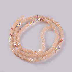 PeachPuff Electroplate Glass Beads Strands, AB Color Plated, Triangle, PeachPuff, 2.2~3x3~4.7x2~3mm, Hole: 0.7mm, about 171~181pcs/strand, 12.4 inch~14.84 inch(31.5~37.7cm)