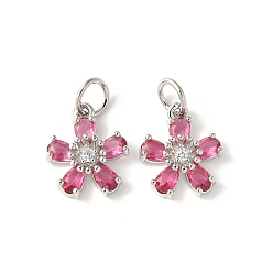 Бледно-фиолетовый Красный Латунные микро проложить кубического циркония подвески, , стойки покрытие, прочное покрытие, без кадмия и без свинца, с целью перехода в кольце, бледно-фиолетовый красный, 14.5x12.5x4.5 мм, отверстие : 4.5 мм