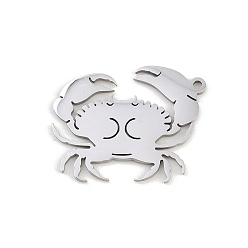 Нержавеющая Сталь Цвет 201 подвески из нержавеющей стали, крабовое очарование, анти-тускнение, цвет нержавеющей стали, 20.5x25x1 мм, отверстие : 1.5 мм