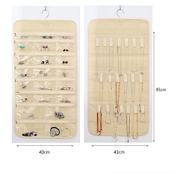 Бежевый Нетканые ткани ювелирные подвесные витринные сумки, настенные полки шкафы для хранения вещей, с вращающимся крючком и прозрачными решетками из ПВХ., бежевые, 85x43 см