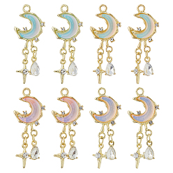 (52) Непрозрачная лаванда 8 шт 4 цвета подвески из сплава, подвески в виде стеклянной луны и слезы, разноцветные, 36 мм, отверстие : 1.8 мм, 2 шт / цвет
