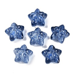 Полуночно-синий Прозрачная аэрозольная краска стеклянные шарики, звезды с бантом, темно-синий, 14x15x7 мм, отверстие : 1.2 мм