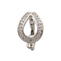 Платина Реечное покрытие латунь микро паве прозрачный кубический цирконий складные застежки, долговечный, без свинца и без кадмия, платина, 13.5x9x8.5 мм, отверстие : 1.2 мм