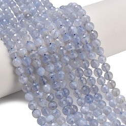 Синий Кружевый Агат Натуральный голубой кружевной агат бисер нитей, граненые, круглые, 6 мм, отверстие : 0.9 мм, около 63~64 шт / нитка, 15.16~15.28'' (38.5~38.8 см)