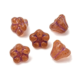 Chocolate Handmade Lampwork Bead Caps, Flower, Chocolate, 7x8.5x8.5mm, Hole: 1mm, about 240pcs/bag