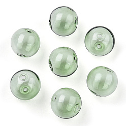 Medium Sea Green Transparent Blow High Borosilicate Glass Globe Beads, Round, for DIY Wish Bottle Pendant Glass Beads, Medium Sea Green, 18x17mm, Hole: 2mm