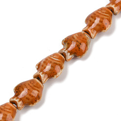 Шоколадный Фарфора ручной работы бисер нитей, рыба, цвет шоколада, 19~19.5x15x9 мм, отверстие : 1.6 мм, около 20 шт / нитка, 14.76'' (37.5 см)