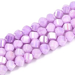 Сливовый Антикоррозийные гальванические стеклянные бусины, имитация драгоценных камней, твист, с покрытием AB цвета, граненые, два тона, слива, 5~5.5x6~6.5x6~6.5 мм, отверстие : 1 мм, около 67~68 шт / нитка, 14.76~15.16 дюйм (37.5~38.5 см)